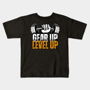 Gear Up Level Up Gym Motivational Kids T-Shirt